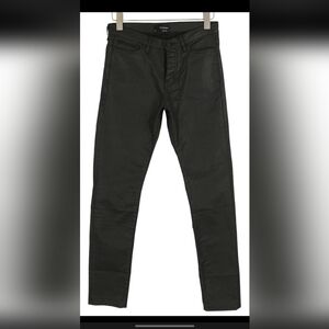 The Kooples Men's Black Waxed Finished  Buttoned Slim Regular Fit